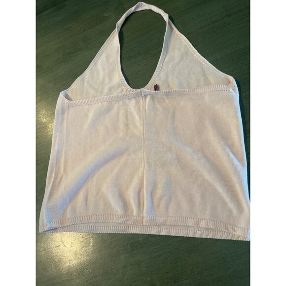 Pink Polka Dot Knit Halter Top Womens S Lightweight Stretchy - Picture 5 of 7